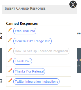 Screenshot of EvantoDesk canned responses screen